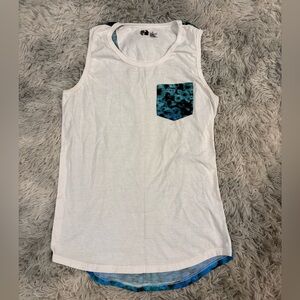 Boys White Tank Top with Blue Pocket